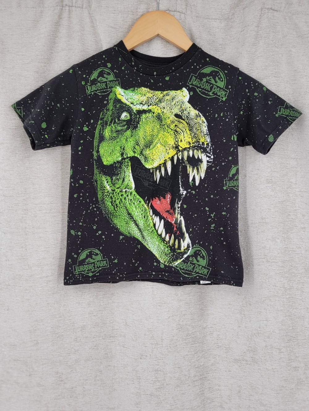 Jurassic Park Kids Black & Green T-Rex Graphic Tee Boys Size XXS 4/5